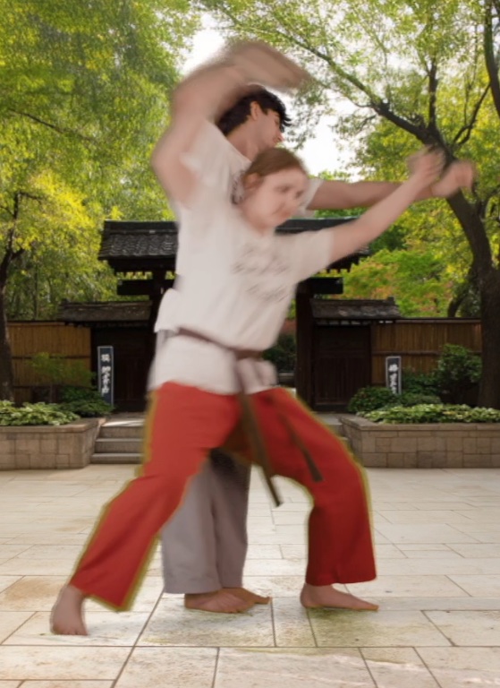 being-grabbed-from-behind-wityhe-need to create an opening by dropping the body weight to release and go